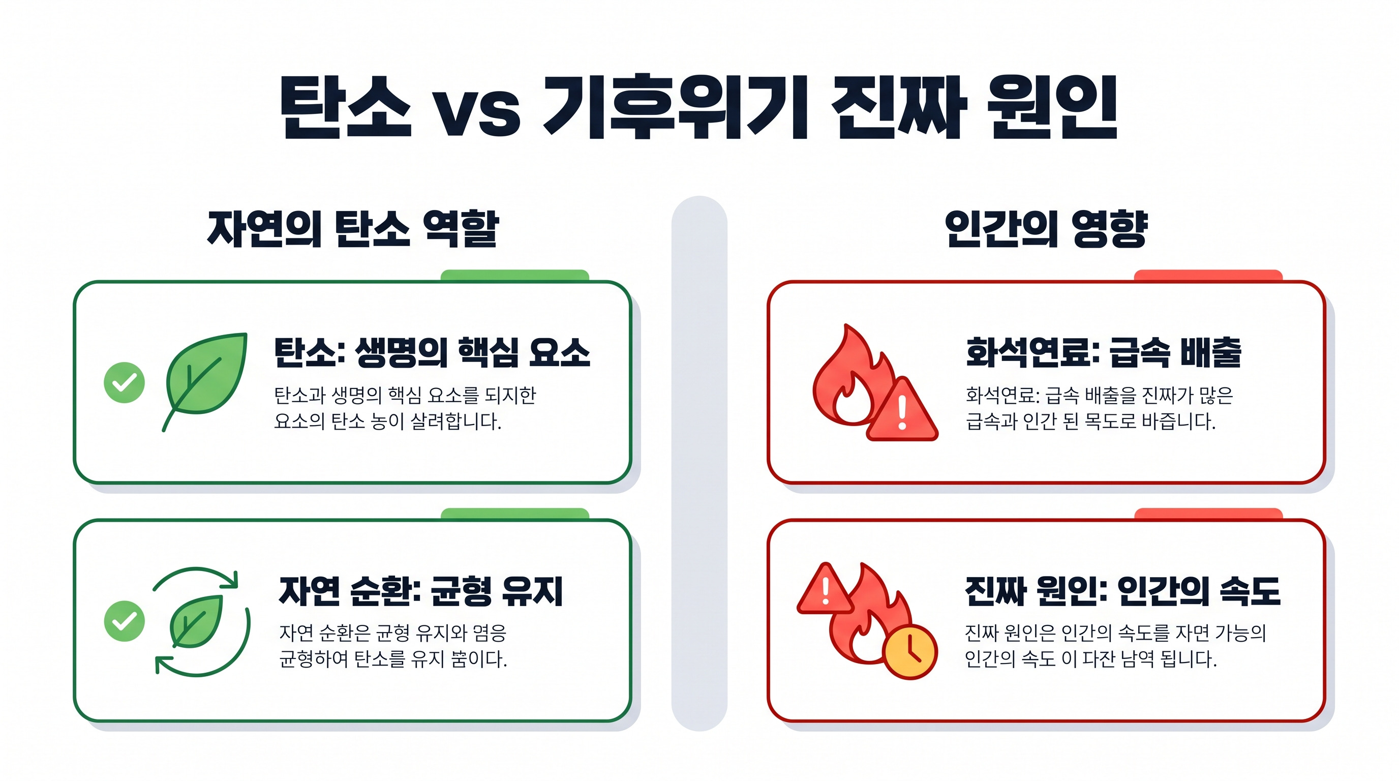 탄소 자체는 중립적 순환 물질이며, 문제는 인간의 화석연료 사용 속도